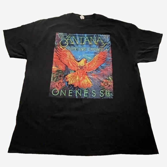 Santana w/ Counting Crows Oneness 2024 Tour Unisex T-Shirt; Black; XL - Picture 1 of 4
